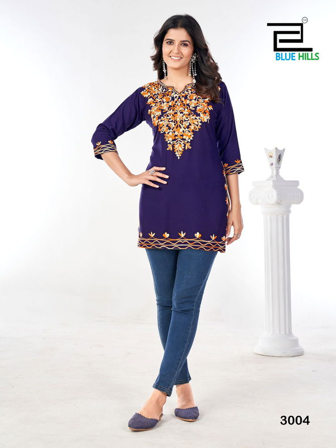 Gulmarg Vol 3 By Blue Hills Rayon Side Cut Short Kurti Wholesalers In Mumbai
